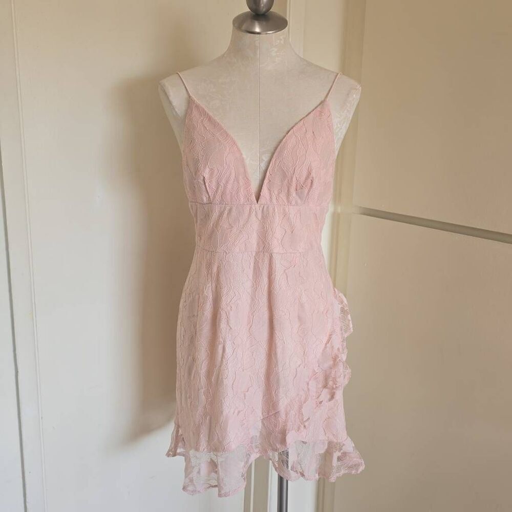Showpo Blush Pink "Must Admit" Mini Dress, Spaghetti Straps, Tulip Hem, NWT, 8